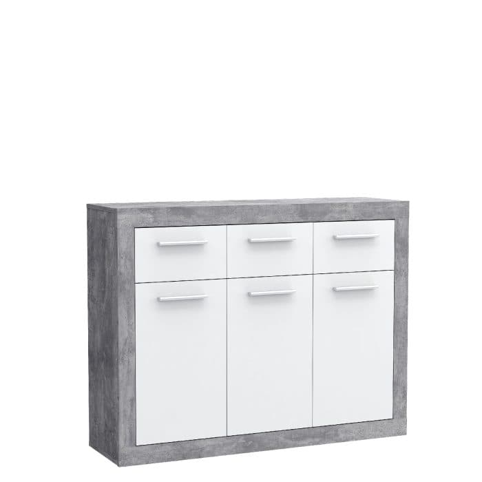ENFILADE 3 PORTES + 3 TIROIRS - GRIS ET BLANC - Image 2