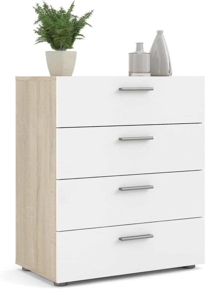 COMMODE 4 TIROIRS - BLANC ET CHÊNE - Image 2