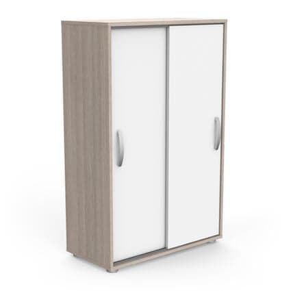 RANGEMENT 2 PORTES COULISSANTES - CHENE ET BLANC - Image 2