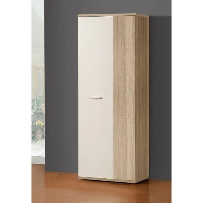 ARMOIRE CHAUSSURES 2 PORTES - CHÊNE SABLE ET BLANC - Image 2