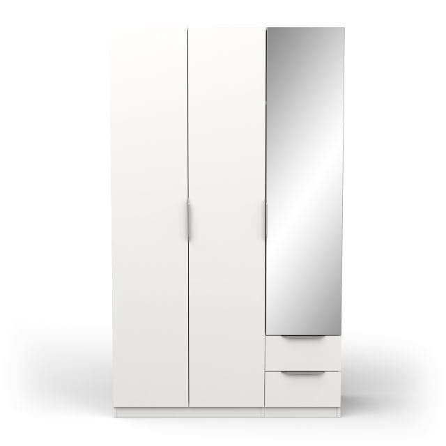 ARMOIRE 3 PORTES + 2 TIROIRS ET  1 MIROIR - BLANC MAT - Image 2