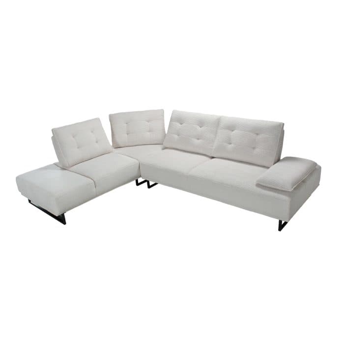 CANAPE D'ANGLE AVANCE RECULE DROIT EFFET VELOUR COTELÉ - CREME - Image 2