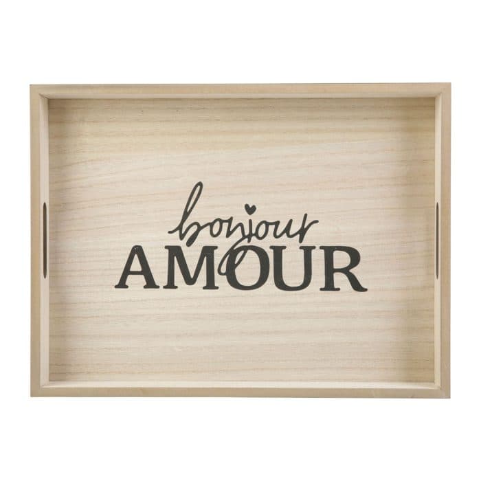 PLATEAU ARMOUR 40 X 30 CM - NOIR ET BOIS - Image 2