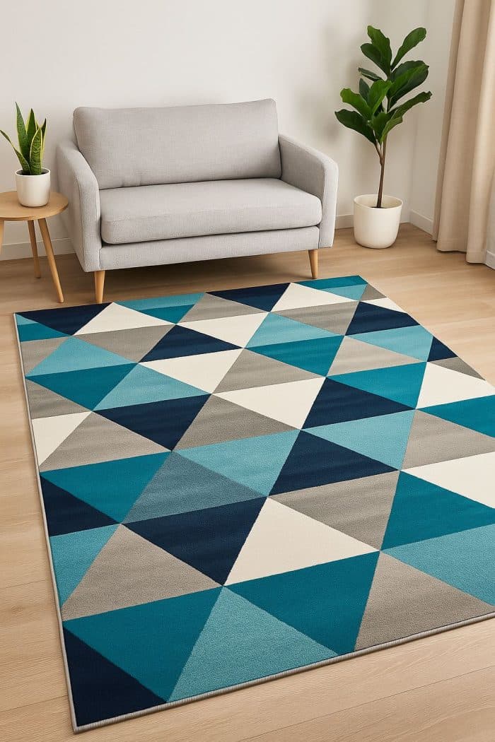 TAPIS XXL 200 X 275 CM - BLEU ET GRIS - Image 2
