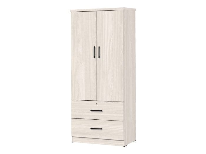 ARMOIRE 2 PORTES + 2 TIROIRS - CHÊNE CLAIR - Image 2