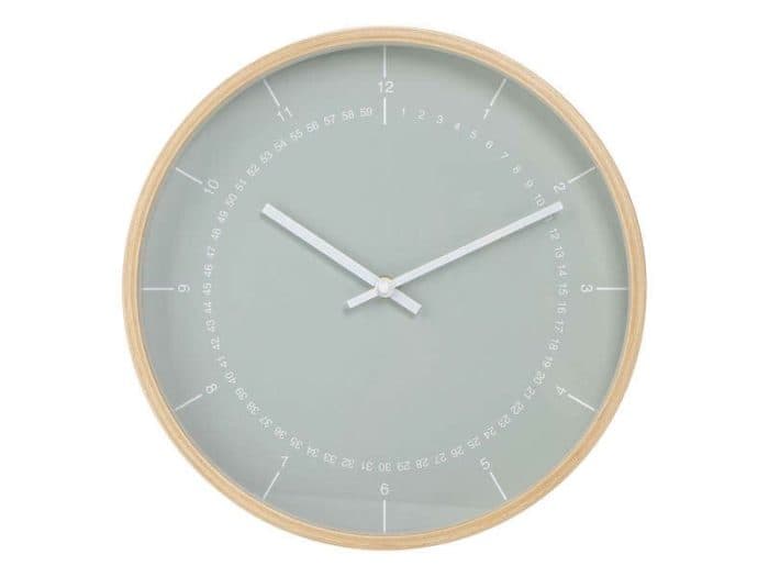 HORLOGE MURALE - VERT ET BOIS CLAIR - Image 2