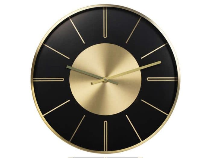 HORLOGE MURALE - NOIR ET DORÉ - Image 2