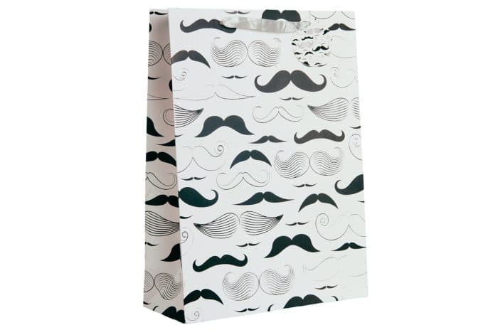 SAC CADEAU TAILLE L - MOTIF MOUSTACHES NOIR ET BLANC - Image 2