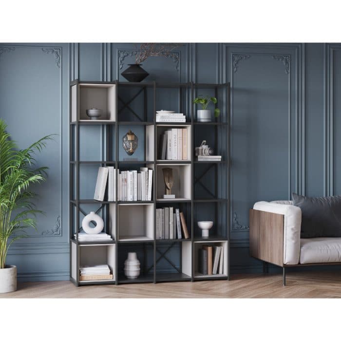 ETAGERE INSDUSTRIEL AVEC CASIERS -  NOIR ET CREME - Image 2