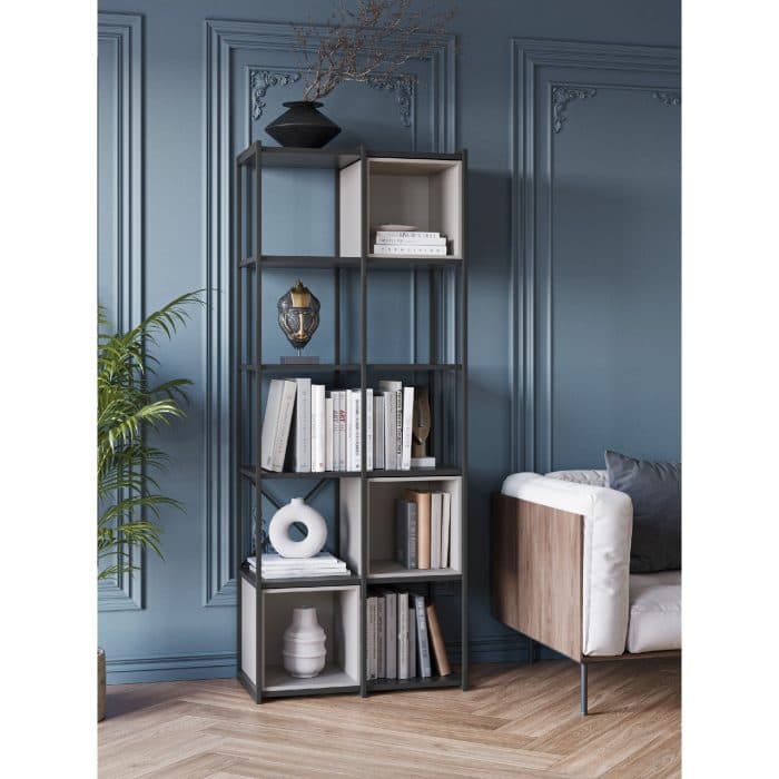 ETAGERE 5 NIVEAUX AVEC LES CASIERS - NOIR ET CREME - Image 2
