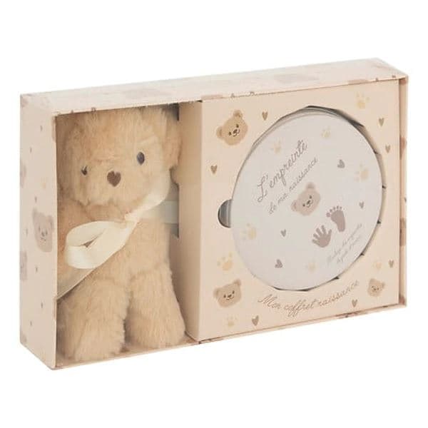 COFFRET NAISSANCE AVEC OURSON ET EMPREINTE – BEIGE - Image 2