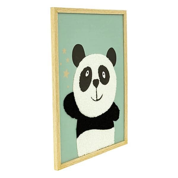 TABLEAU DÉCO ENFANT AVEC PANDA EN RELIEF – COLORIS VERT ET NOIR/BLANC - Image 2