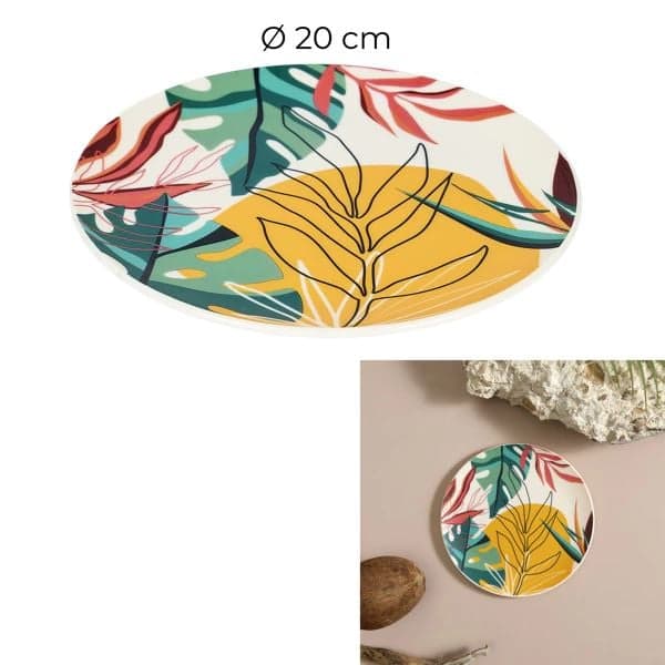 ASSIETTE FLORAL - VERT BLANC JAUNE ( MOYENNE ) - Image 2