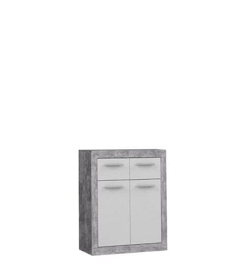 COMMODE 2 PORTES / 2 TIROIRS GRIS/BLANC - Image 2