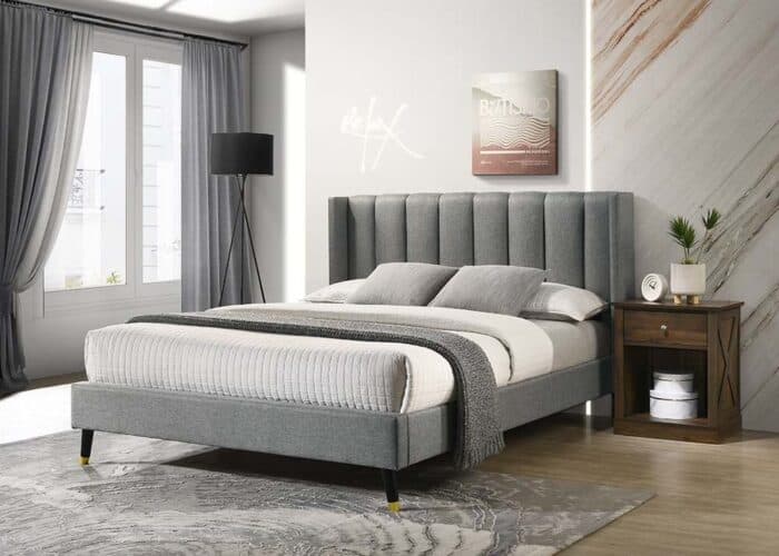 LIT TISSU 140 X 190 CM AVEC SOMMIER - GRIS - Image 2