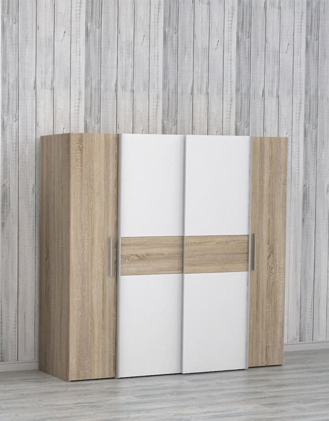 ARMOIRE 4 PORTES - CHENE SONOMA &amp; BLANC - Image 2