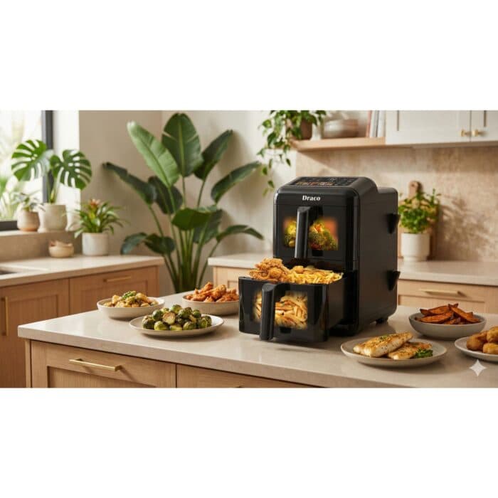 AIR FRYER 11,6 L GRANDE CAPACITÉ DOUBLE CUVE - NOIR - DRACO - Image 2