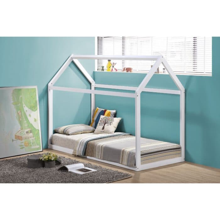LIT CABANE 90 X 190 CM  AVEC SOMMIER - BLANC - Image 2