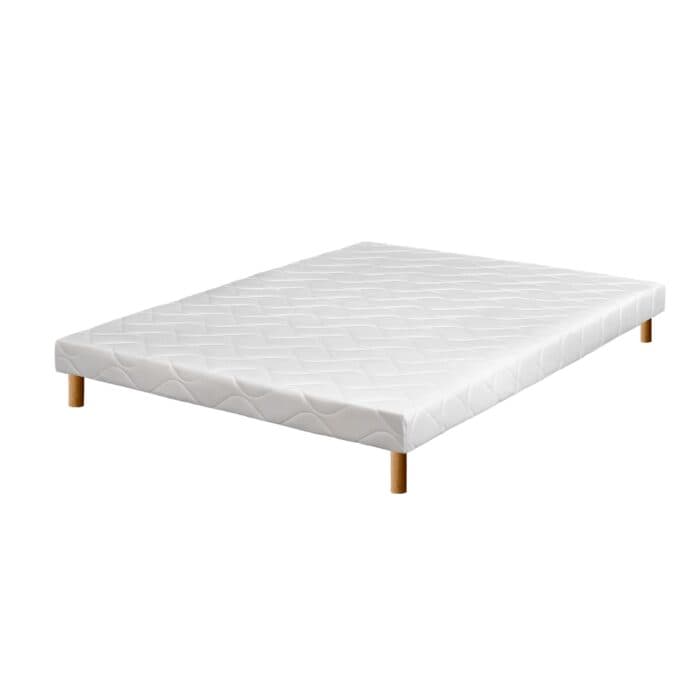 SOMMIER TAPISSIER 140 X 190 + PIEDS BOIS - BLANC - Image 2