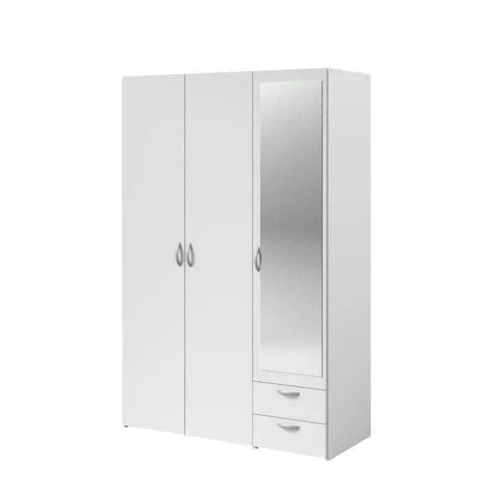 ARMOIRE 3 PORTES / 2 TIROIRS - BLANC - Image 2