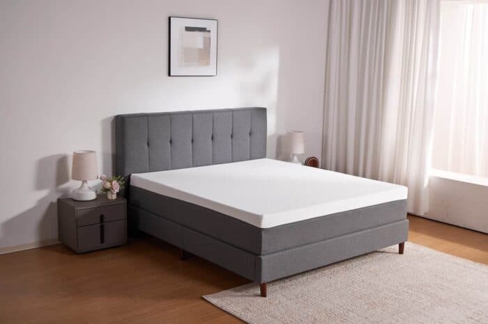 LIT + MATELAS 160 X 200 CM + SOMMIER - GRIS - Image 2