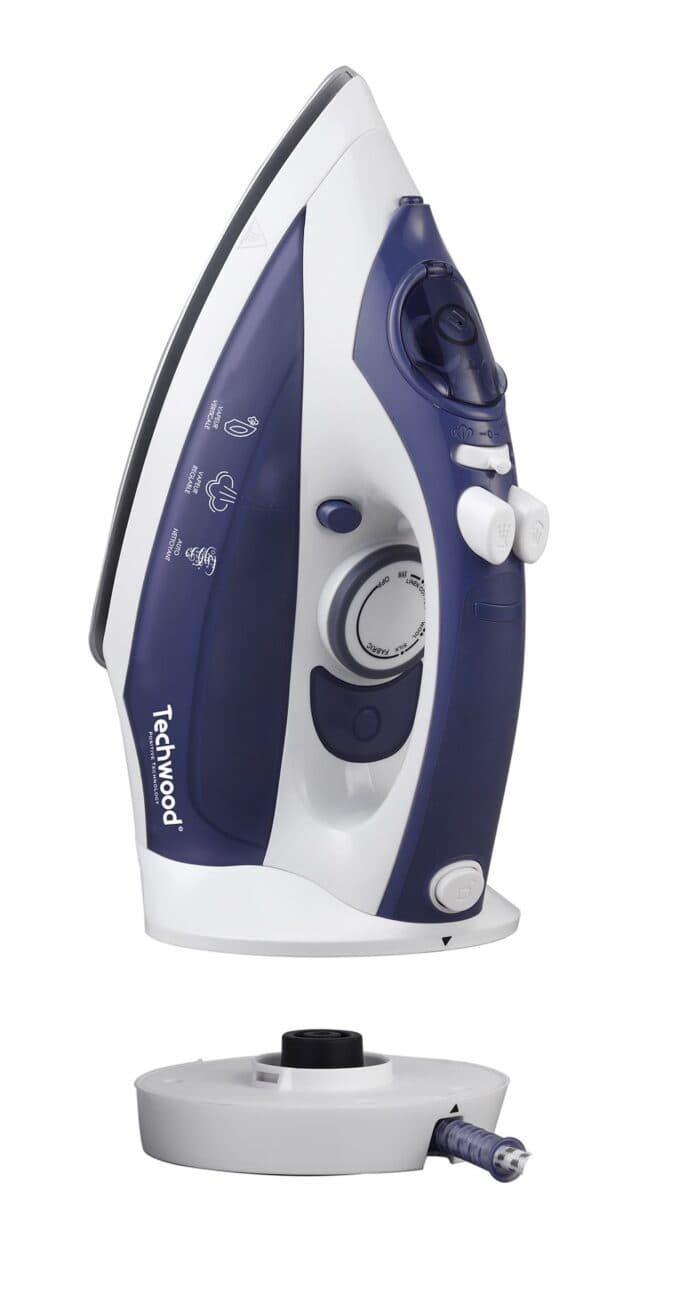 FER À REPASSER 2-EN-1 AVEC &amp; SANS FIL 2400 W SEMELLE CÉRAMIQUE - VIOLET &amp; BLANC - TECHWOOD - Image 2