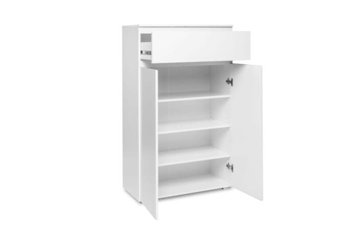 COMMODE BLANC IDÉAL POUR CHAUSSURES 2 PORTES &amp; 1 TIROIR -  BLANC - Image 3
