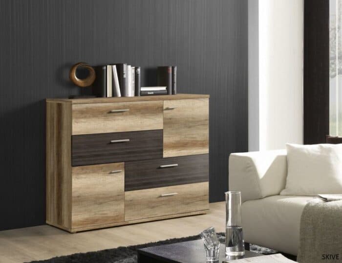 COMMODE 4 TIROIRS ET 2 PORTES - CHENE VIEILLI - Image 2