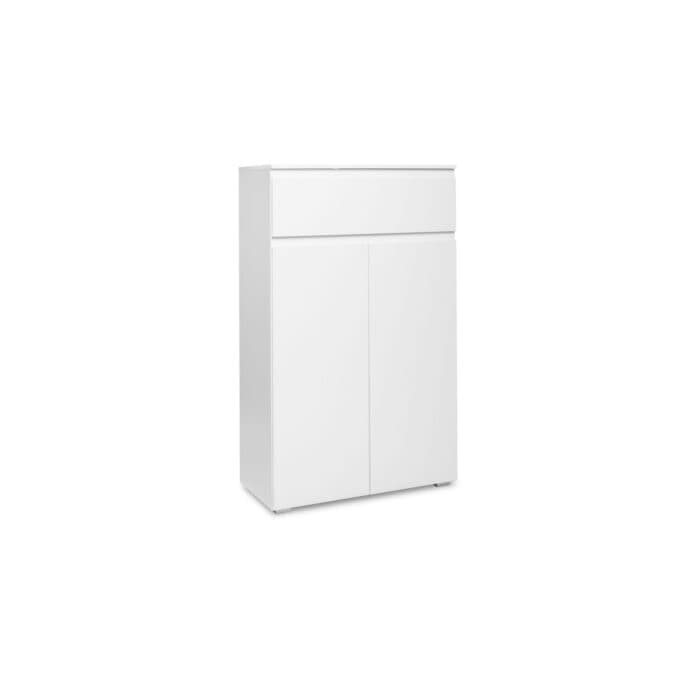 COMMODE BLANC IDÉAL POUR CHAUSSURES 2 PORTES &amp; 1 TIROIR -  BLANC - Image 2
