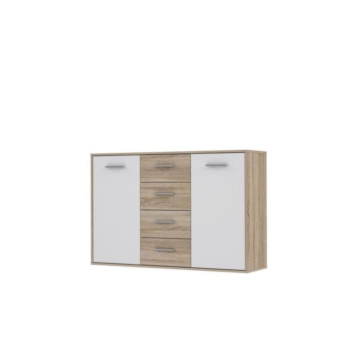 ENFILADE 2 PORTES / 4 TIROIRS - BLANC ET CHENE - Image 2