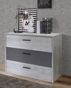 COMMODE 3 TIROIRS - GRIS - Image 2