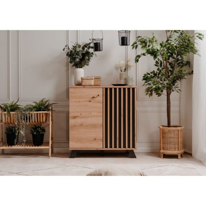 COMMODE 2 PORTES - CHENE ET ANTHRACITE - Image 2