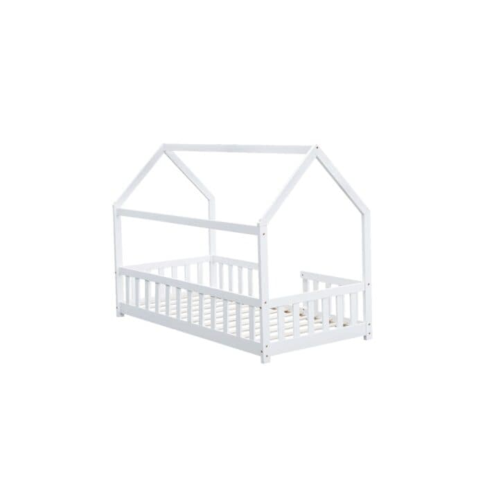LIT CABANE 90 X 190 CM AVEC SOMMIER -  BLANC - Image 2