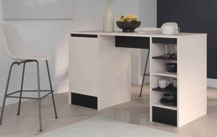 TABLE CUISINE 1 PORTE + 4 NICHES -  BLANC &amp; NOIR - Image 2