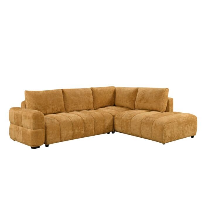 CANAPÉ D'ANGLE GAUCHE CONVERTIBLE EN TISSU - GOLD - Image 2