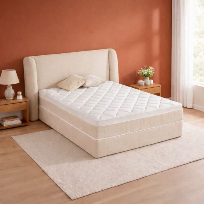 LIT 140 X 190 CM + MATELAS - BEIGE ( PACK COMPLET COMPRESSÉ ) - Image 2