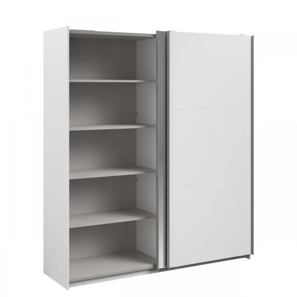 ARMOIRE 2 PORTES COULISSANTES AVEC MIROIR 148 CM  - BLANC - Image 3