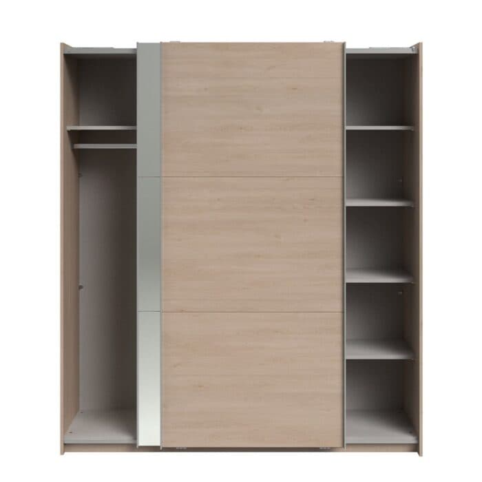 ARMOIRE 2 PORTES COULISSANTES AVEC MIROIR 178 CM  - CHÊNE - Image 3