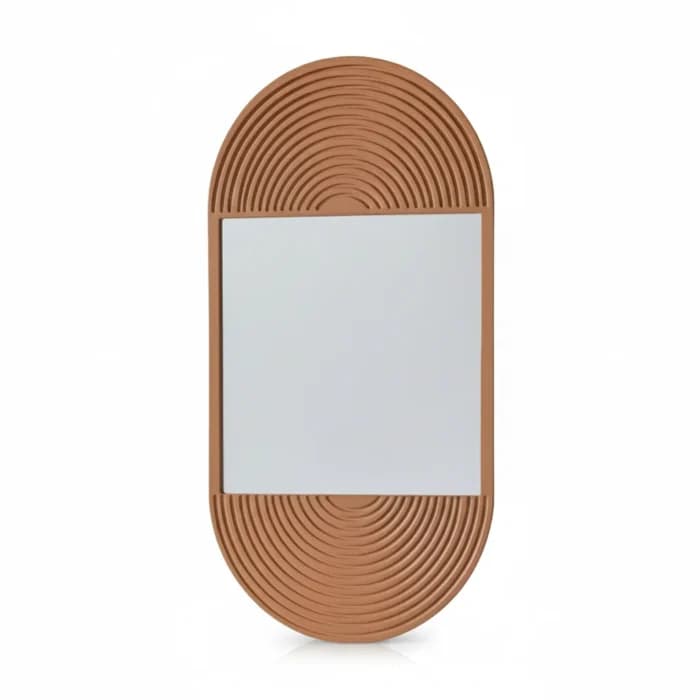 MIROIR OVALE EN BOIS - CARAMEL - Image 1