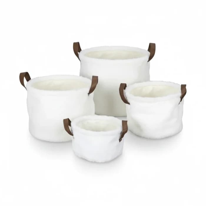 LOT DE 3 PANIERS BLANC -AVEC POIGNÉE - Image 1