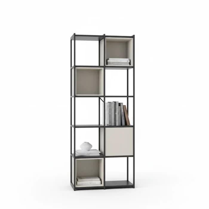 ETAGERE 5 NIVEAUX AVEC LES CASIERS - NOIR ET CREME - Image 1