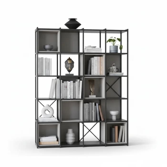 ETAGERE INSDUSTRIEL AVEC CASIERS -  NOIR ET CREME - Image 1