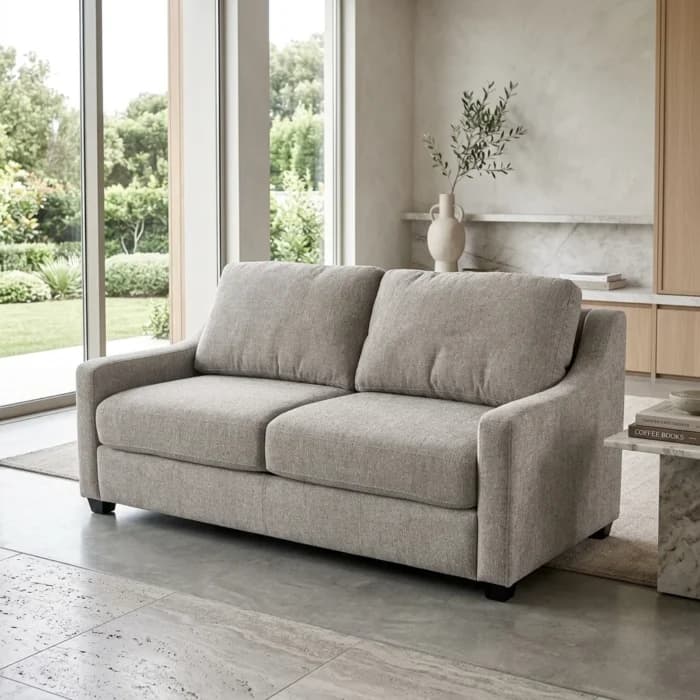 CANAPE LIT AVEC MATELAS EN TISSU - BEIGE - Image 1