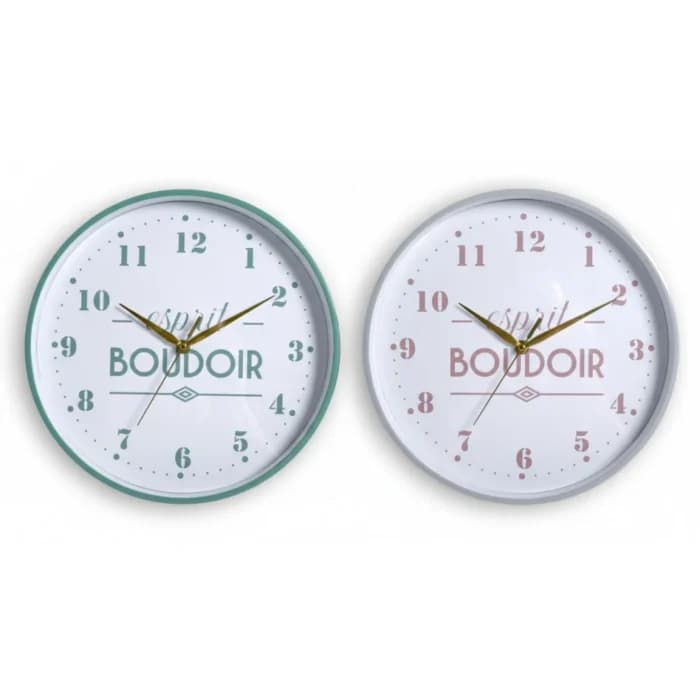 HORLOGE MURALE - VERT ET ROSE - Image 1
