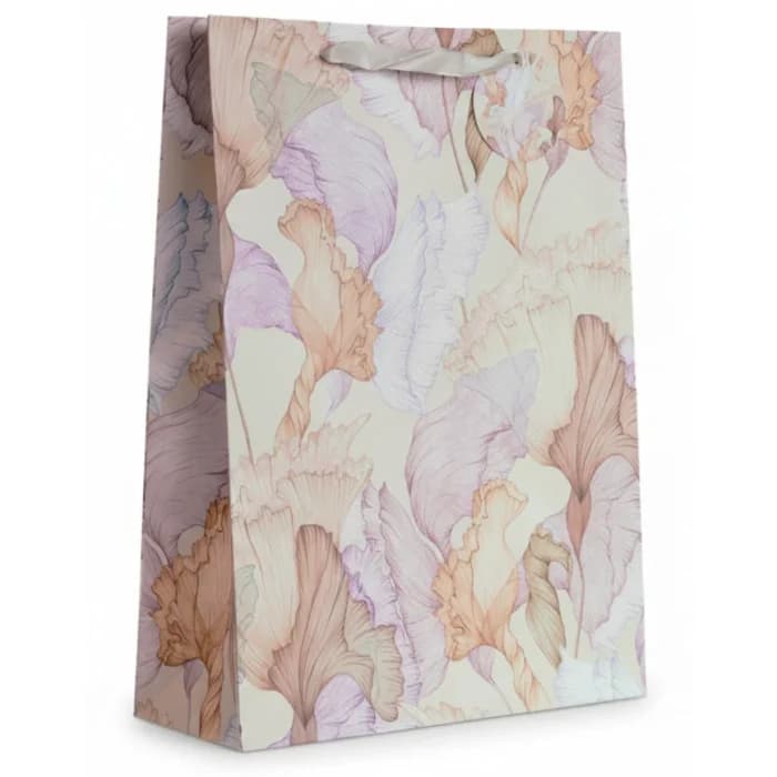 SAC CADEAU TAILLE L - MOTIF FLORAL PASTEL ROSÉ - Image 1