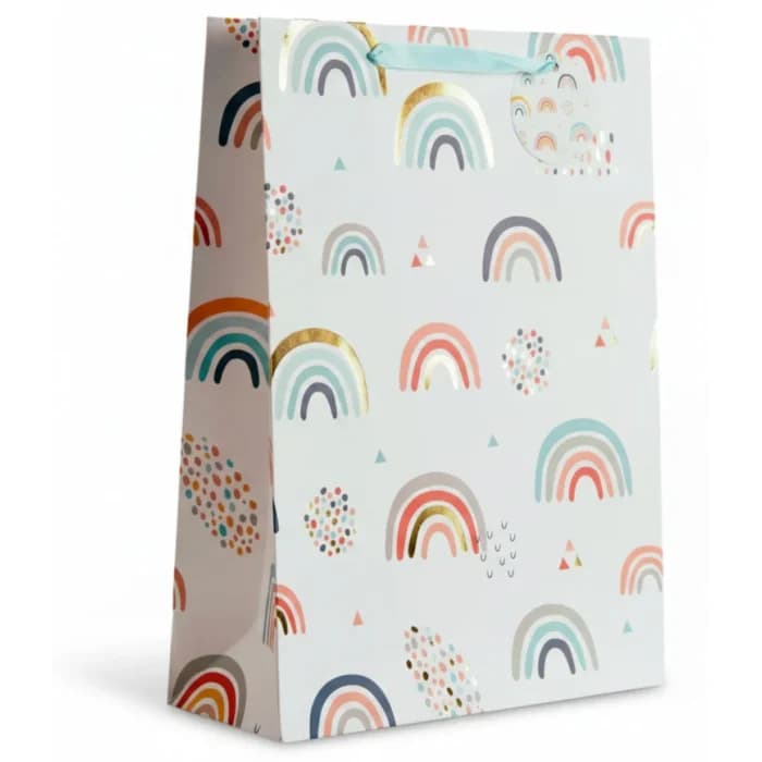 SAC CADEAU TAILLE L - MOTIF ARC-EN-CIEL COLORÉ - Image 1