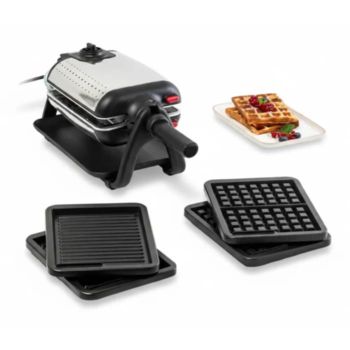 GAUFRIER KING SIZE 4-EN-1 PLAQUES INTERCHANGEABLES - NOIR &amp; INOX - TEFAL - Image 1