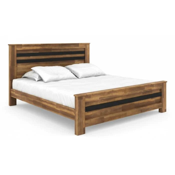 LIT 160 X 200 CM + SOMMIER - BOIS D'ACACIA - Image 1