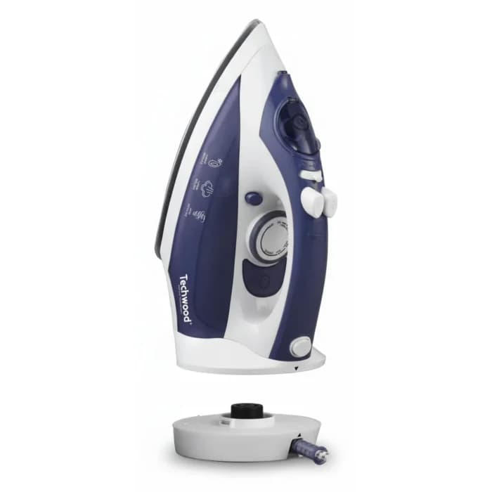 FER À REPASSER 2-EN-1 AVEC &amp; SANS FIL 2400 W SEMELLE CÉRAMIQUE - VIOLET &amp; BLANC - TECHWOOD - Image 1