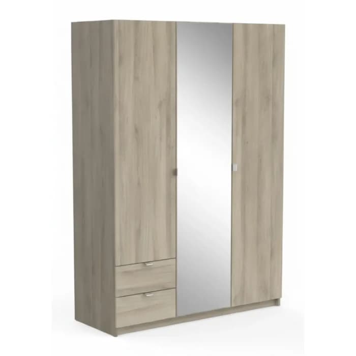 ARMOIRE 3 PORTES + 2 TIROIRS - CHENE - Image 1